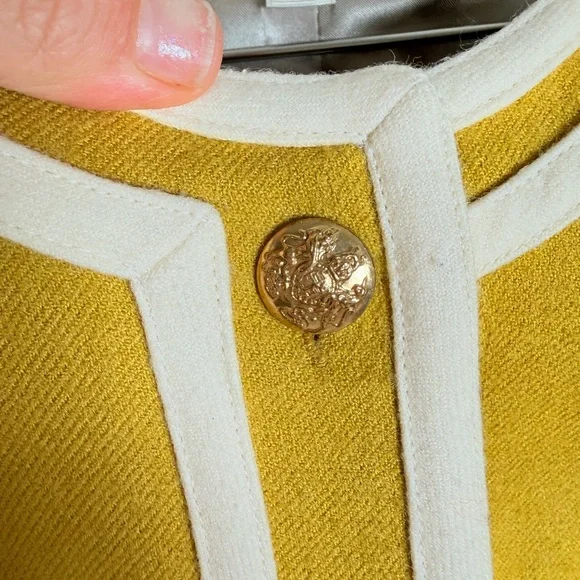 J.Crew Mustard Yellow Wool Trimmed Button Jacket - Picture 6 of 9